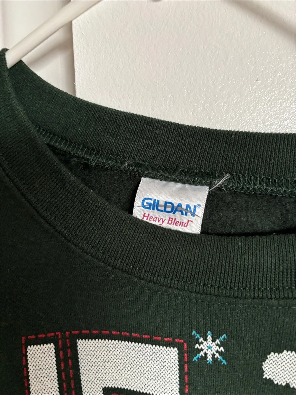 Gildan Men's Forest Green 'I've Been Naughty' Elf Crewneck Sweatshirt